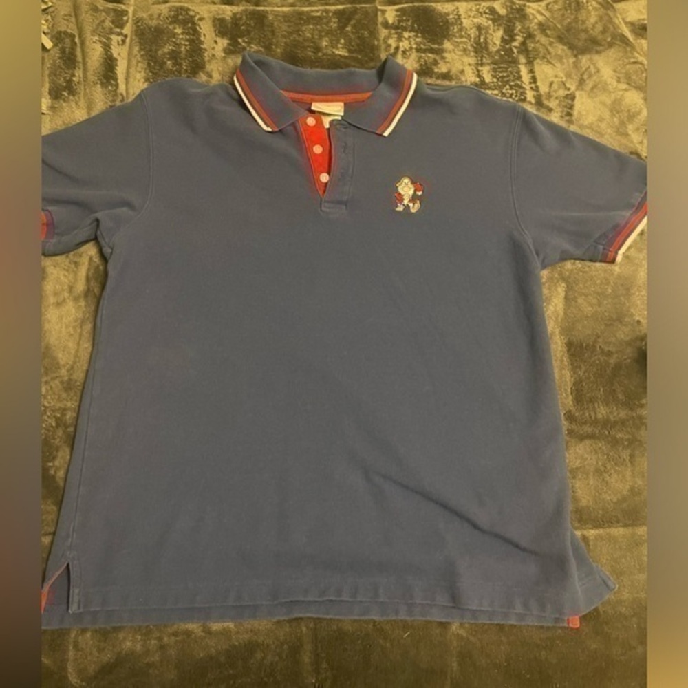 Disney Store Grumpy Dwarf Mens Navy Blue Short Sleeve Polo Shirt Size Large